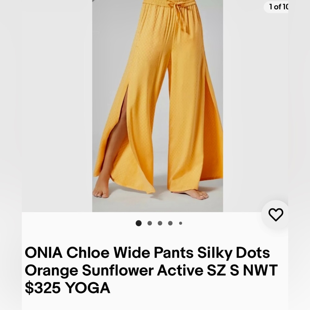 ONIA Chloe Wide Pants Silky Dots Orange Sunflower Active SZ S